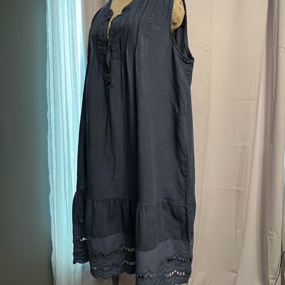 COPY - Women Blue Linen Sleeveless Midi Dress 2X  Rosemarine Plus Size Italy Su… - Picture 3 of 14